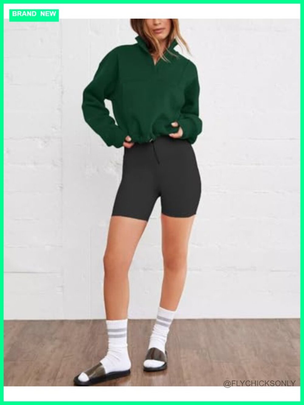 Women's Long Sleeve Half Zip Cropped Sweatshirt Oversized Pullover Top